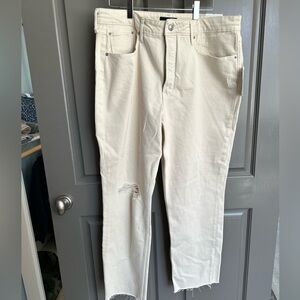 High Rise straight Leg Cream Jeans